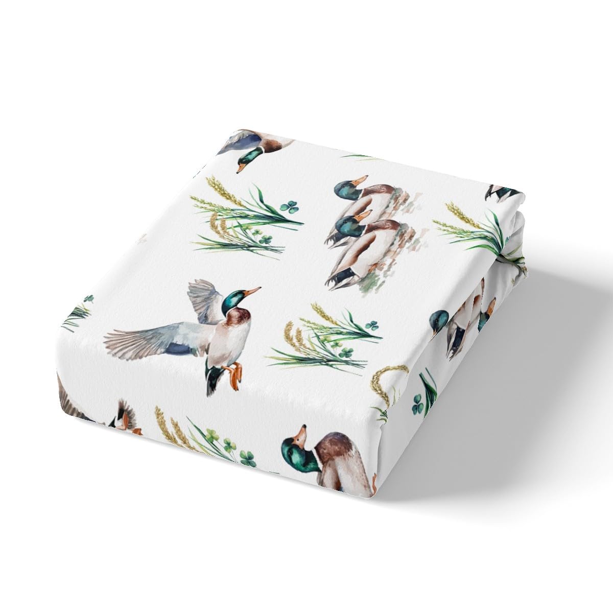 Feelyou Mallard Duck Bedding Set Twin Size for Boys Teens Kids Duck Hunting Bed Sheets Wild Animal Hunter Botanical Fitted Sheet Set Home Decor