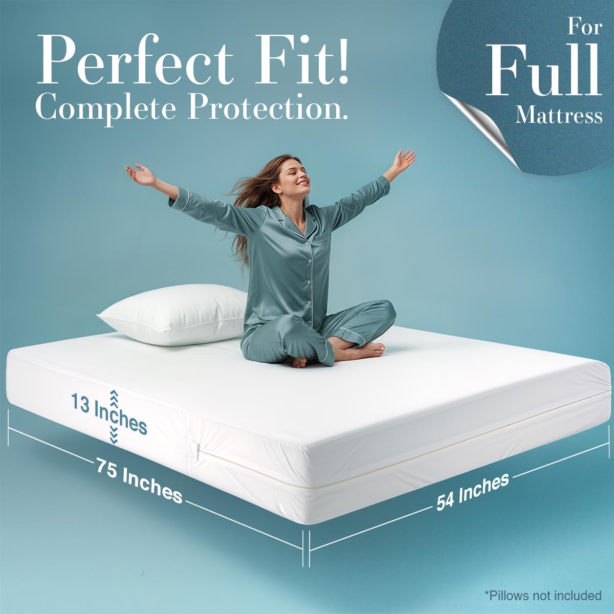 Utopia Bedding Full Size Mattress Protector Zippered, 100% Waterproof Bed Bug and Dust Mite Proof Mattress Encasement, Absorbent 6 Sided Mattress Cover