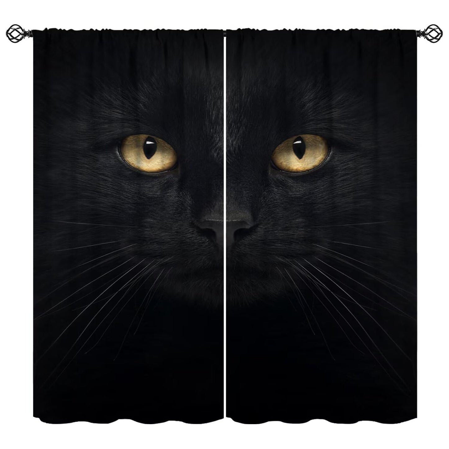 JADERYS Black Cat Blackout Curtains Cute Funny Animal Black Cat Yellow Eyes Art Print for Girls Boys Women Bedroom Living Room Rod Pocket Decoration Window Drapes 2 Panels W21xL45in