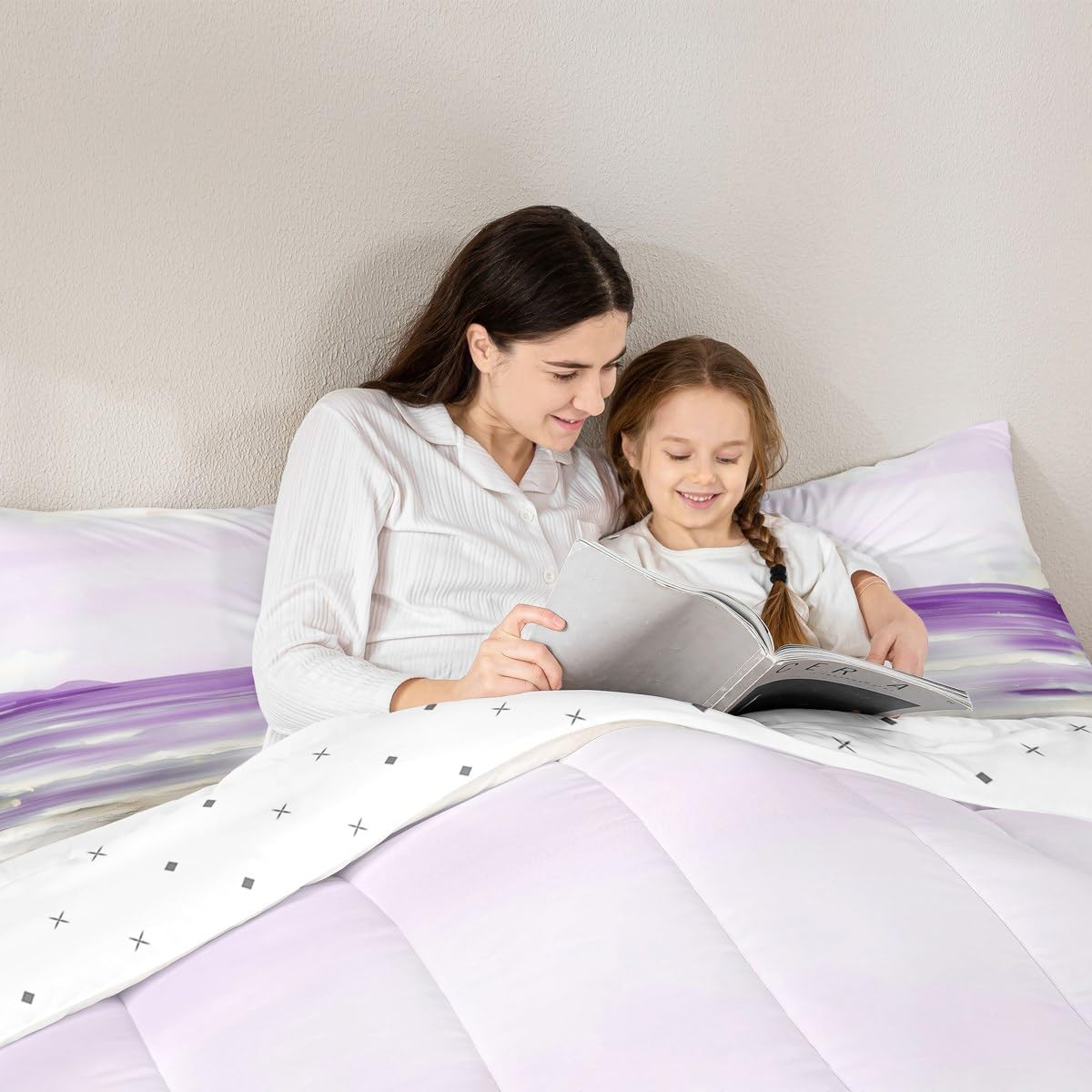 Erosebridal Abstract Beach Comforter Set King Size Purple Oil Painting Bedding Set for Women Girls Ocean Sea Wave Lake Comforter Romantic Summer Natural Landscape Hawaii Quilt