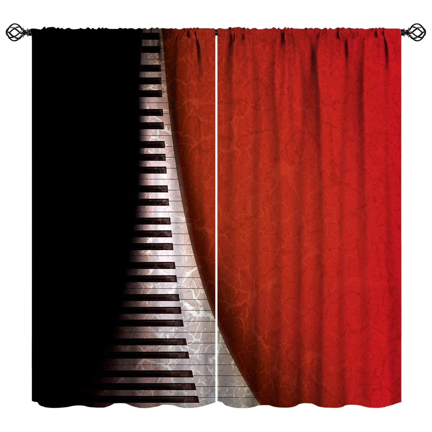Music Curtains,for Kids Room,Musical Notes Piano Key Pattern Drapes Window 2 Panel Rod Pocket Curtain for Boys Room Bedroom Living Room Decor 41" W X 45" L 30%