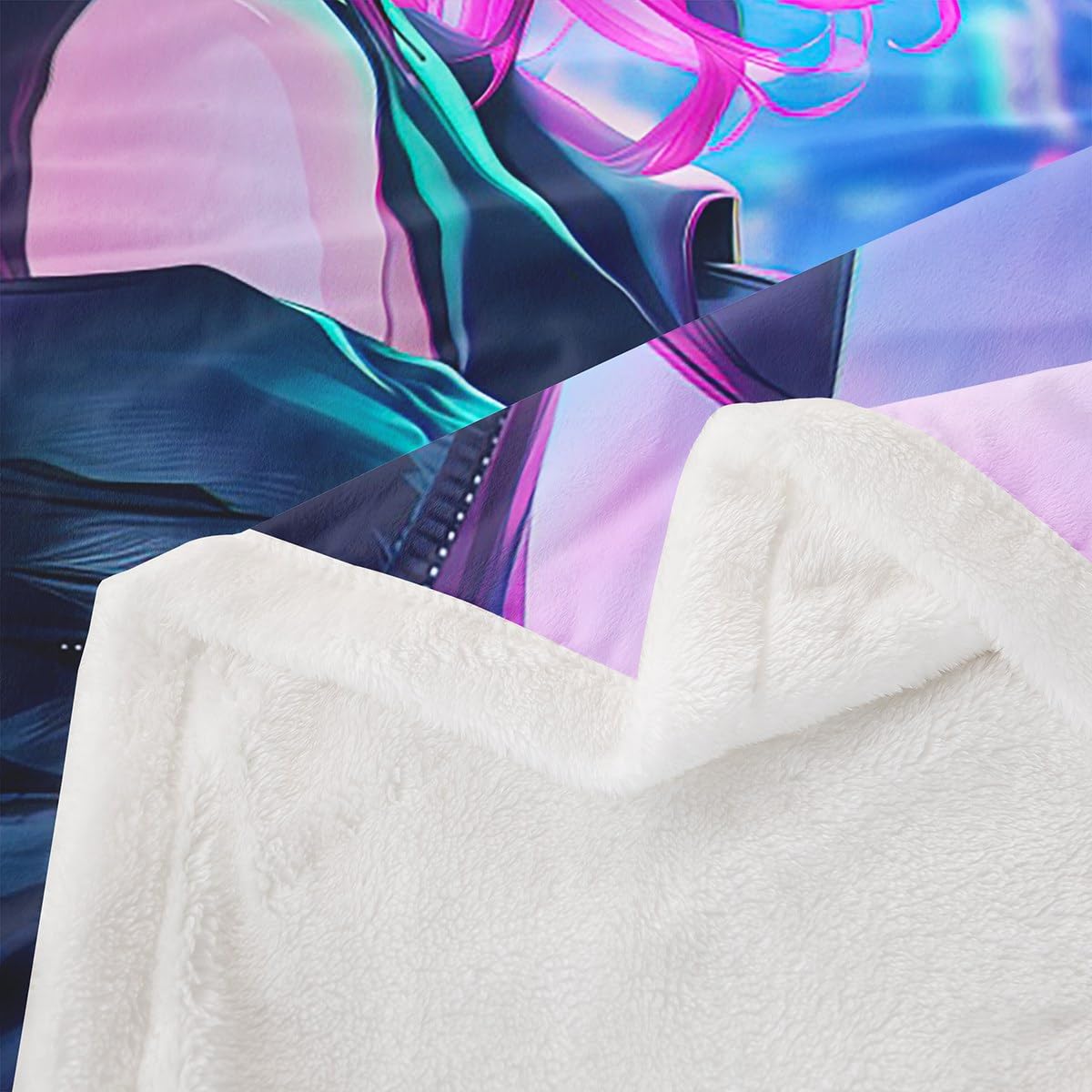 Erosebridal Anime Girl Throw Blanket Twin Size, Kawaii Japanese Anime Sherpa Blanket for Kids Boys Teens Adult Women, Cartoon Girl Fleece Japan Animation Bedroom Decor, Machine Washable