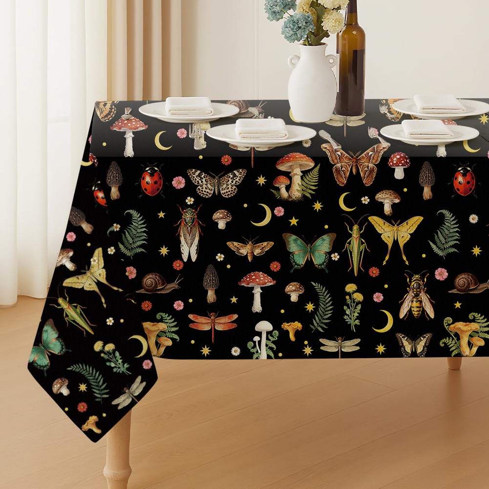 ANATTASOUL Butterflies and Moths Rectangle Table Cloth Waterproof 6ft Fall Tablecloth, 84"x60" Stain Resistant and Wrinkle Free Table Cover for Dining Party Buffet Camping Wedding