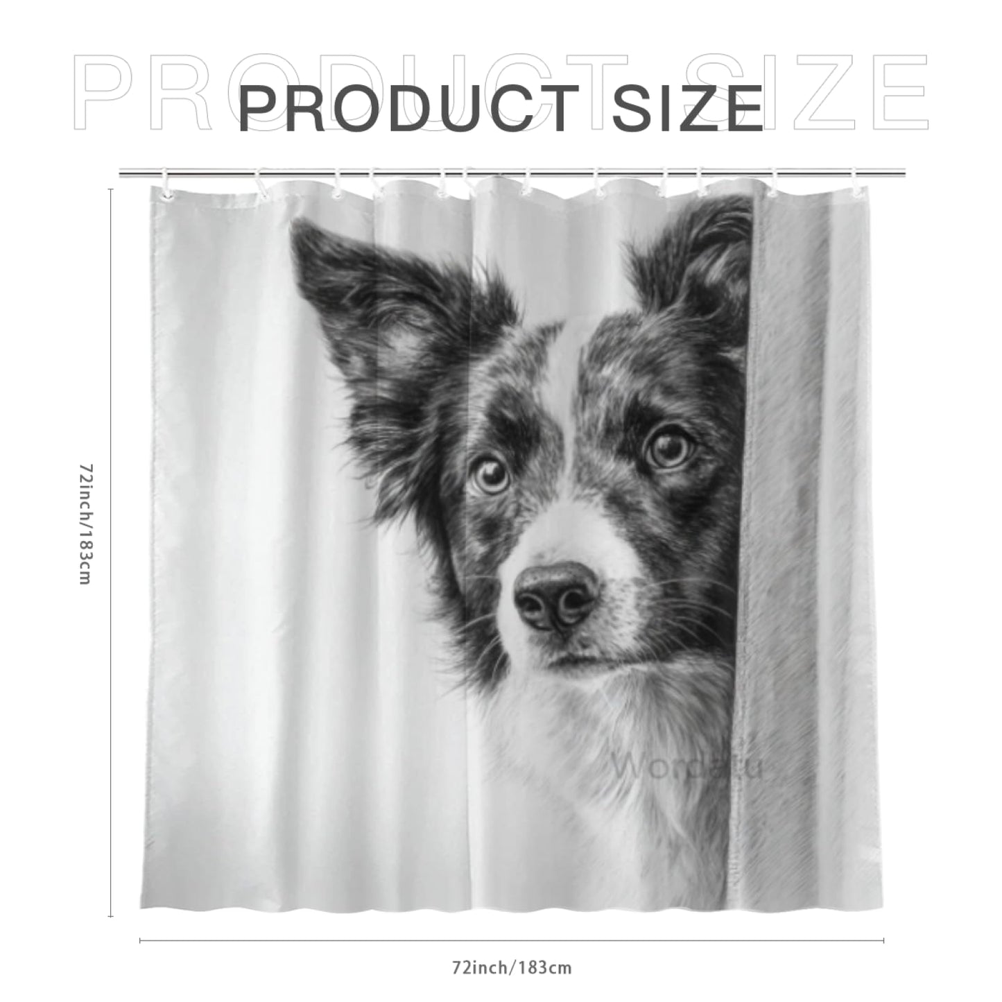 Wordatu Border Collie Shower Curtain Bathroom Set 72x72 Inches Taking a Bubble Bath Animal Bath Animal Pet Dog Art Home Decor 12 Hooks