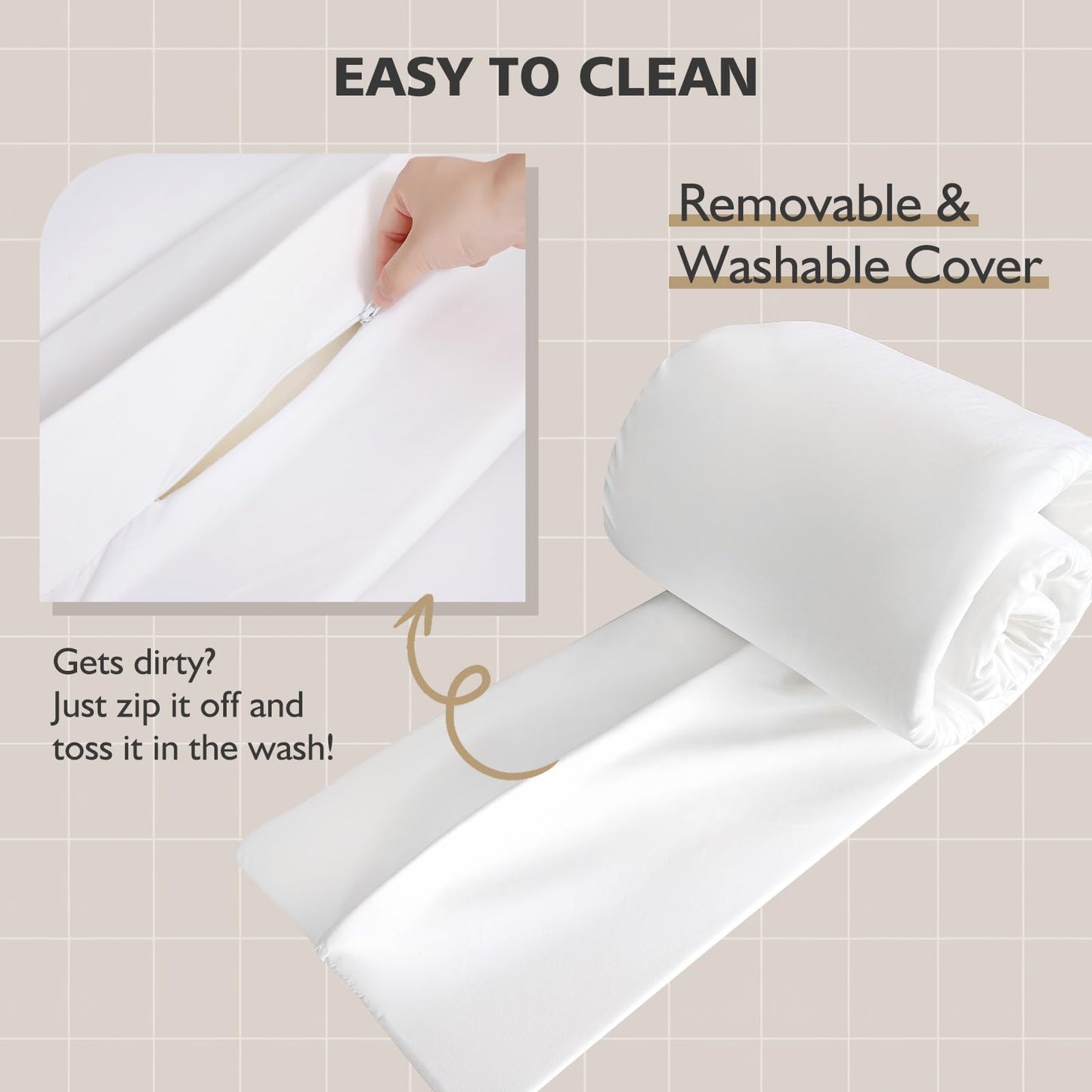 Vekkia 80" x 12" Extra Wide Bed Bridge Twin to King - Split King Gap Filler, High-Density Foam, Washable Cover, Fills Up to 3″ Gap, Fits Family Beds, Guest Room, Hotel & Vacation Rentals