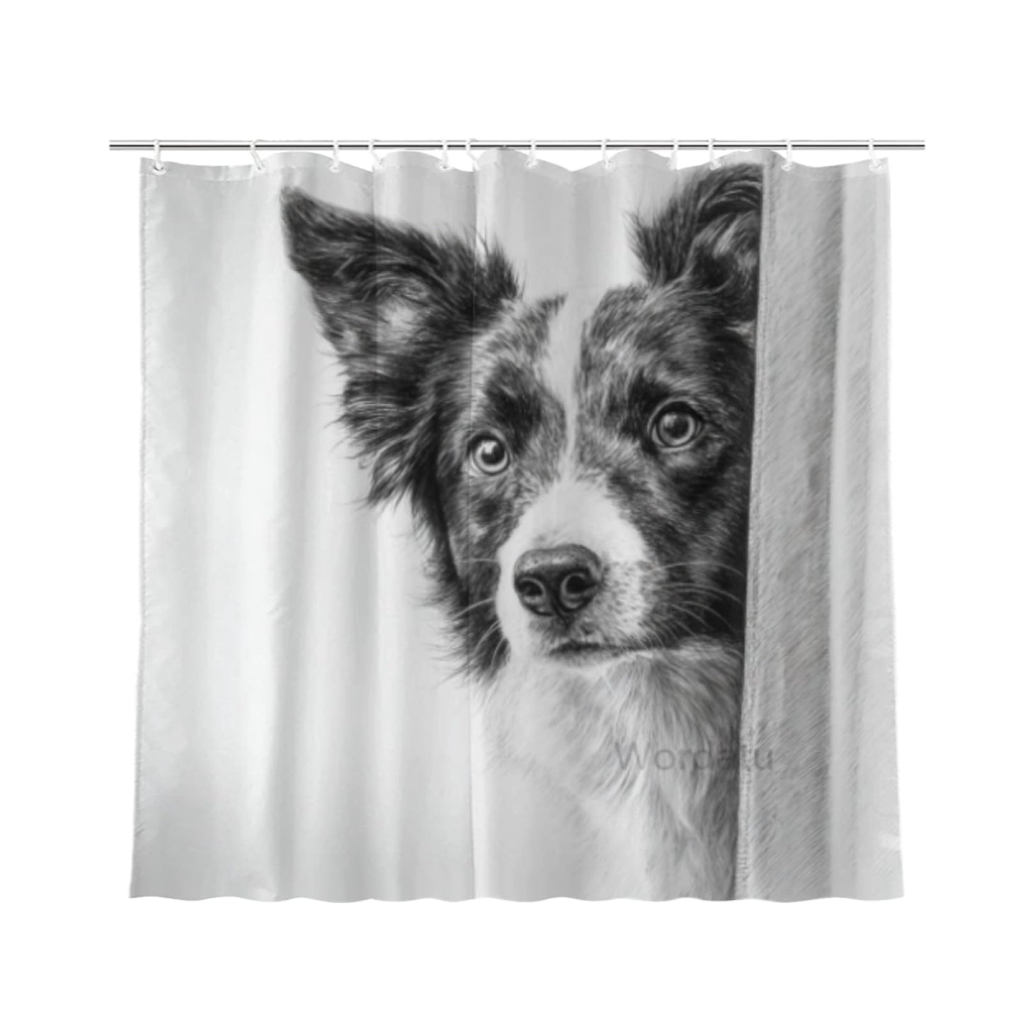 Wordatu Border Collie Shower Curtain Bathroom Set 72x72 Inches Taking a Bubble Bath Animal Bath Animal Pet Dog Art Home Decor 12 Hooks