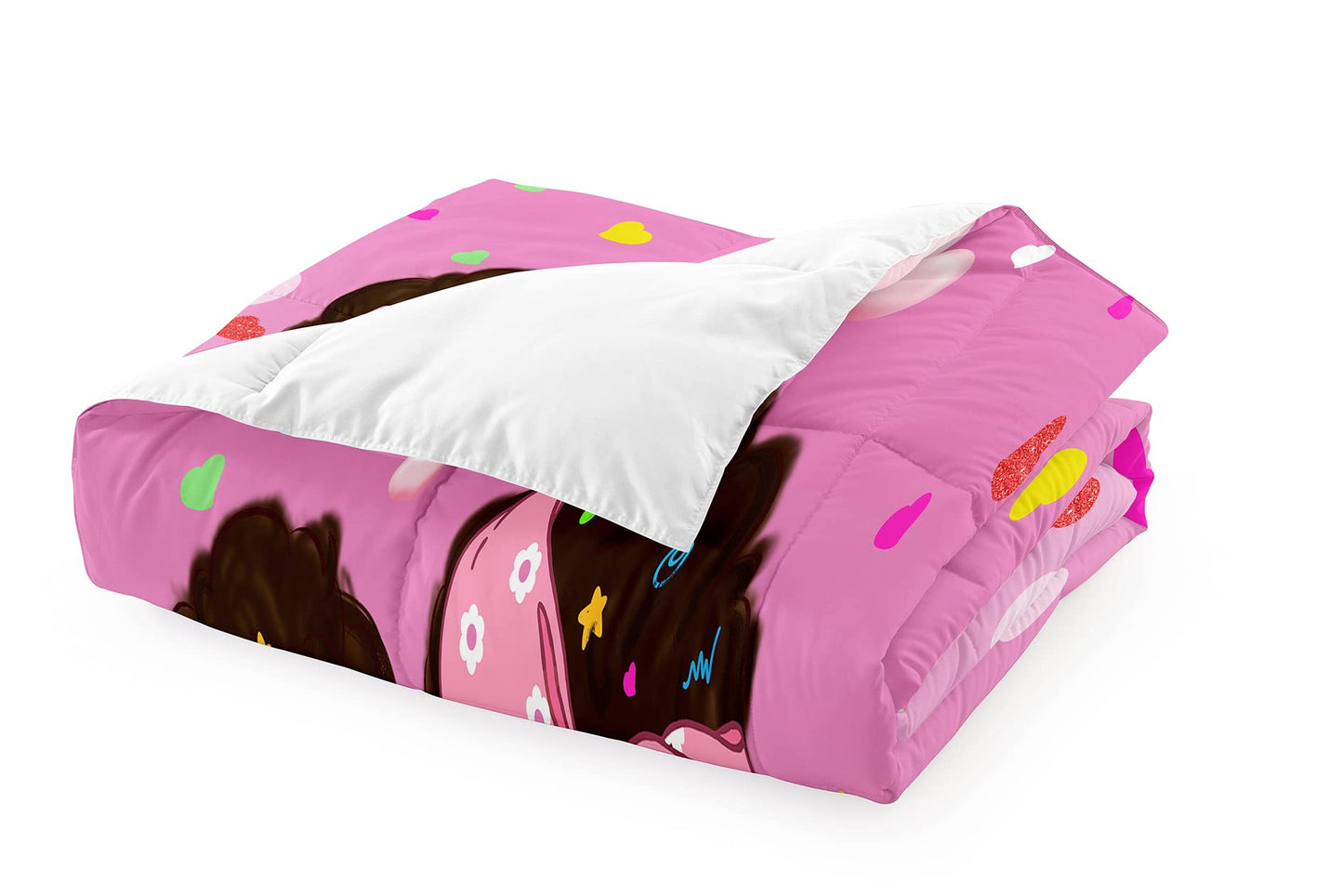 Jiospet Black Girls Comforter Twin - Black Girl Comforter Set for Kids Bedroom Pink Princess Room Decor Kids Bedding Sets for Girls, 1 Comforter +1 Pillowcase