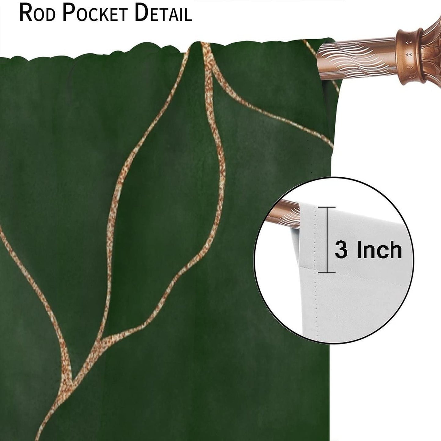 DDCBNS Abstract Green Leaf Curtains for Bedroom,Modern Luxury Deep Green Marble Texture Window Treatments for Living Room Kitchen Café Window Drapes 2 Panels Set,Total Size 42" x 45"