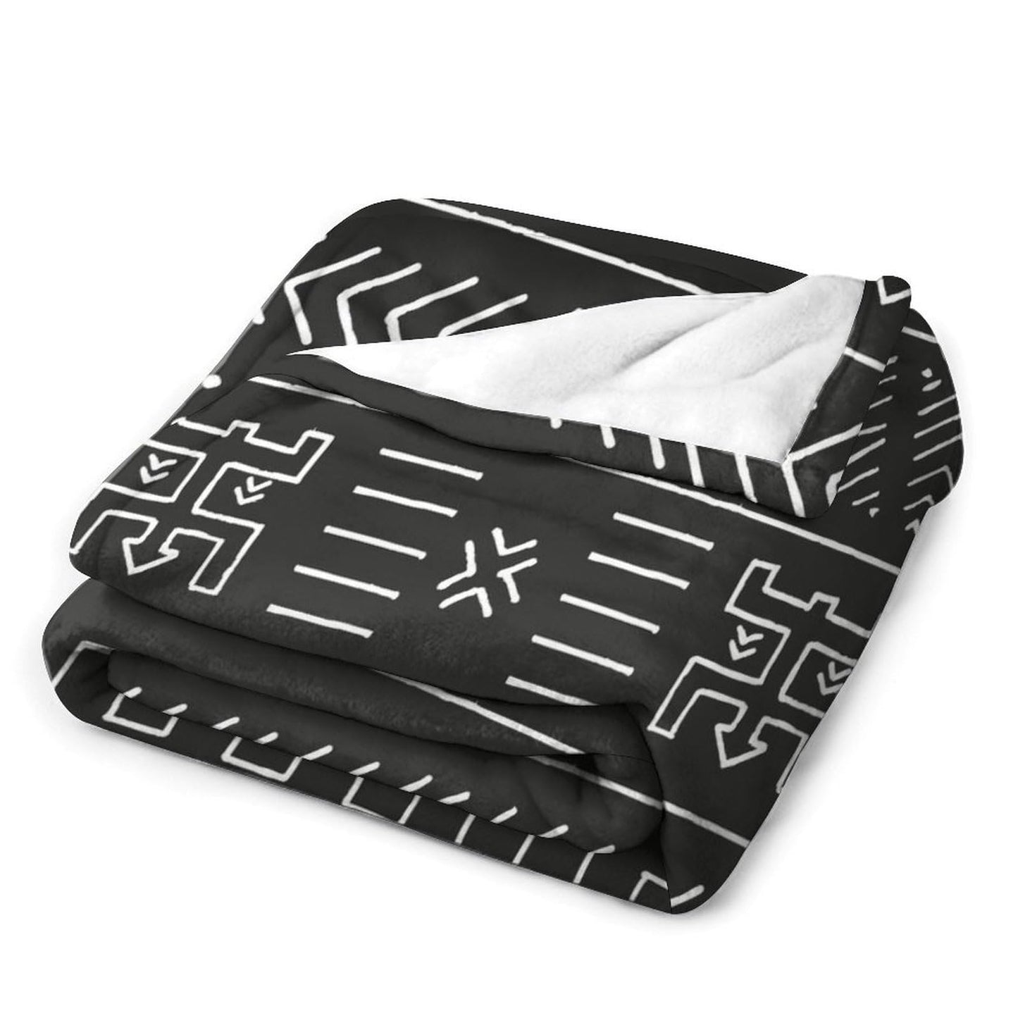 ZhiRain African Traditional Geometric Throw Blanket Black and White Tribal Ethnic Blanket for Sofa Bed Couch Chair Or Dorm 50"x60"