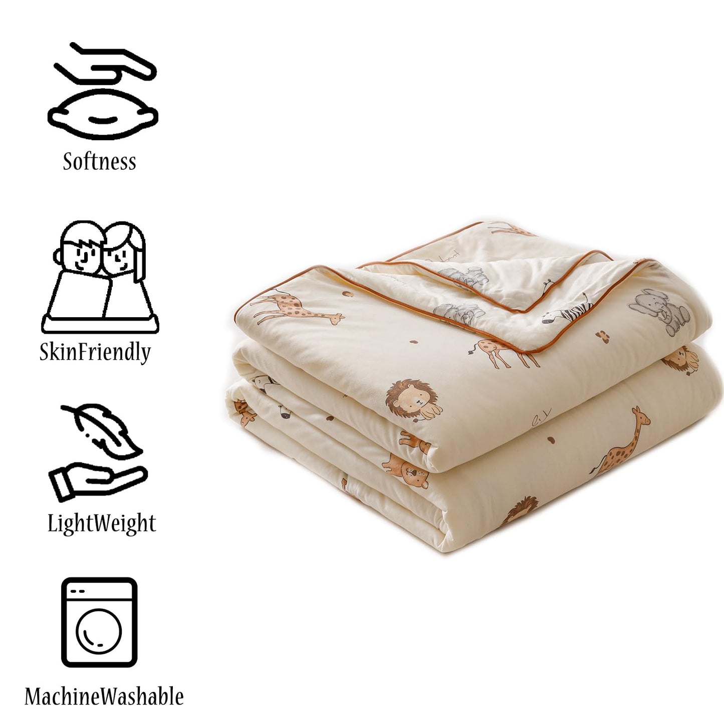 MorroMorn Toddler Bedding Set, Super Soft Baby Blanket Neutral Toddler Comforter Sets - 2 PCS Bed Set with Pillowcase Lightweight Breathable for Girls Boys Kids Infant Summer Spring Fall (Animals)