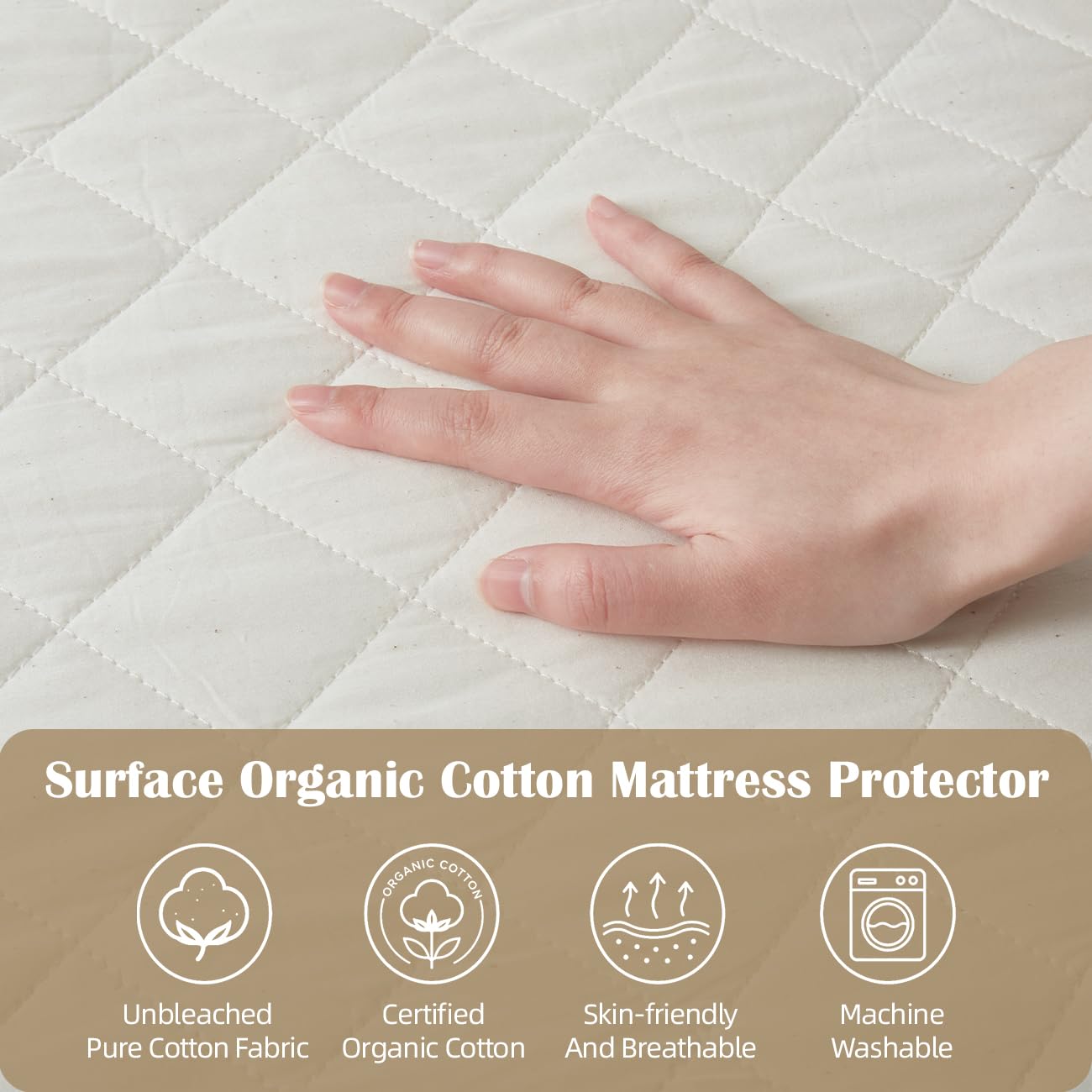 Lofe Organic Crib Mattress Protector - Top&Side Waterproof, 100% Waterproof Crib Mattress Protector, Breathable Cotton Toddler Mattress Protector, Baby Crib Mattress Cover Fitted 52x28x9 in