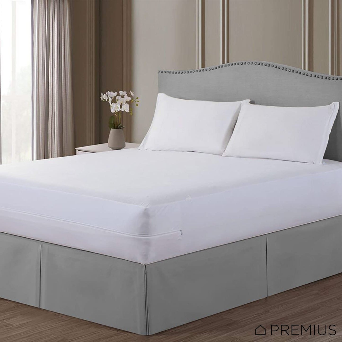 Waterproof Mattress Cover Protector Encasement for (Queen) Bed by PREMIUS, Zippered, Extra Deep 16 Inches Pocket Protector, Breathable & Noiseless, Microfiber Fabric, Machine Washable, Stretch Pockets