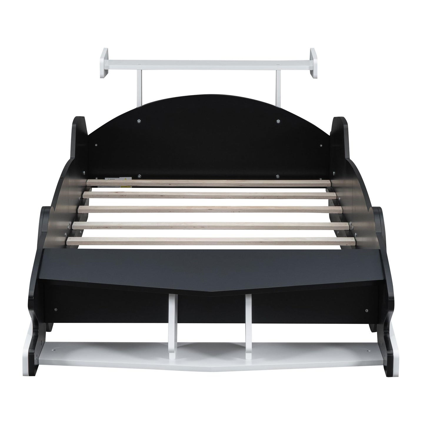 Merax Race Car Bed Frame Twin Size for Boys, Wood Car-Shaped Platform Bed with Wheels, Black