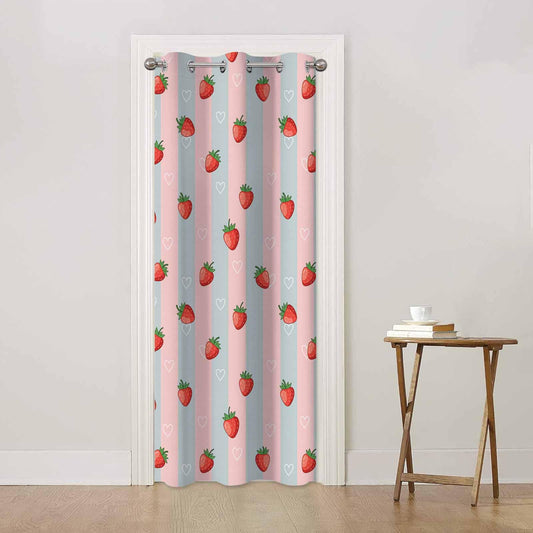 Haciadan Strawberry Doorway Curtains Pink Strawberry Fruit Summer 1 Panel 34" W X 80" L Door Drape for Kitchen Restaurant Bedroom Living Room