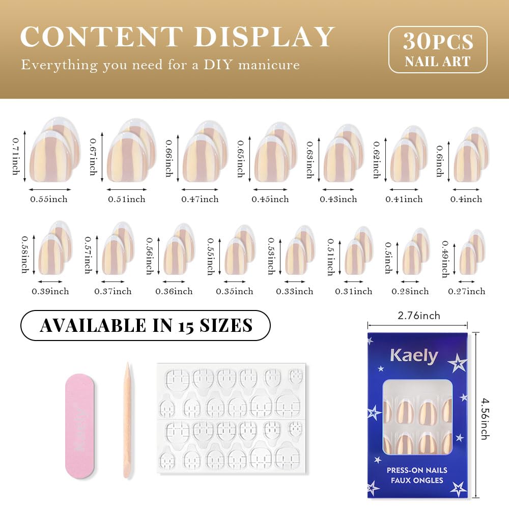 evpct French Tip Press On Nails Short Round Oval No Glue, Nude White Tips, Chrome Glazed Short Round Oval Fake False Press on Nails, Reusable Soft Stick on nail Press ons with Nail Kit, Salon-quality