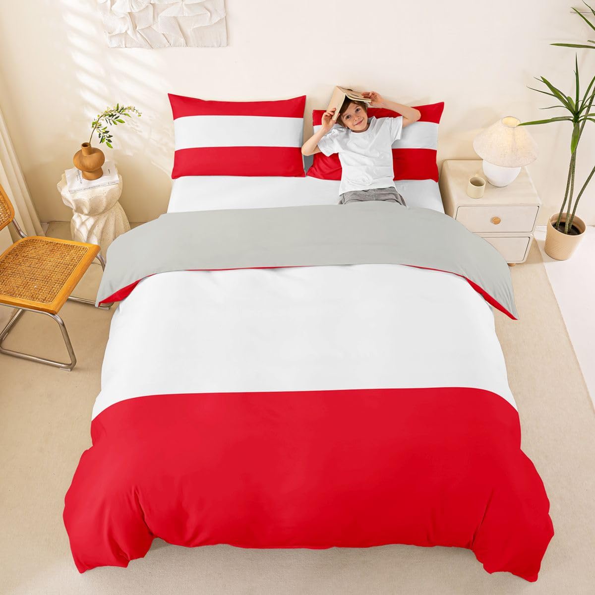Feelyou Austrian Flag Duvet Cover Full Size Austria Bedding Set for Boys Girls World Countries Comforter Cover International Flag Bedroom Decor 3Pcs