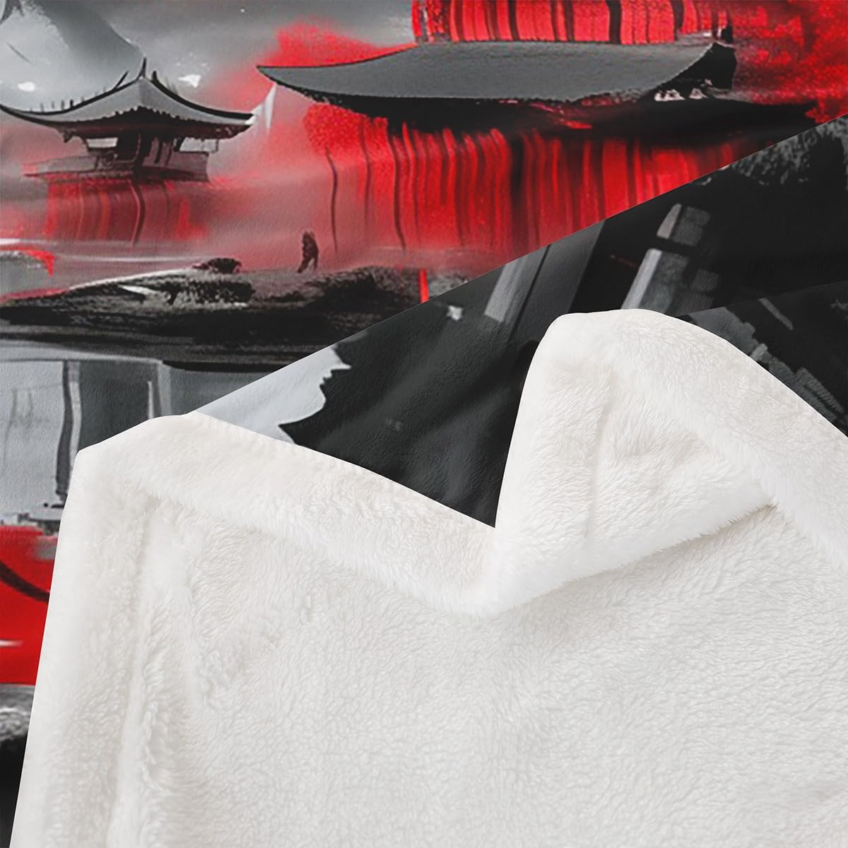 Erosebridal Japanese Style Twin Size Fuzzy Plush Throw Dragon Fleece Blanket Magical Animals Sherpa Blanket Western Wildlife Theme Decor for Sofa Couch for Boys Kids Adult Bedroom