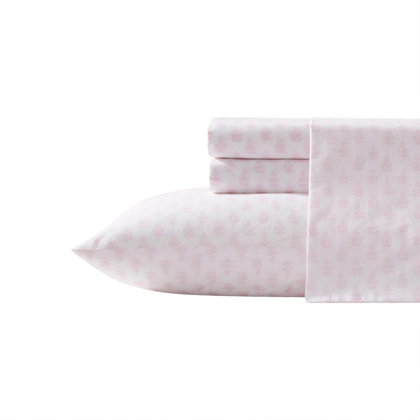 Laura Ashley - King Sheets, Lightweight & Breathable Cotton Percale Bedding Set with Matching Sham(s), Oeko-Tex Certified (Francesca Pink, King)