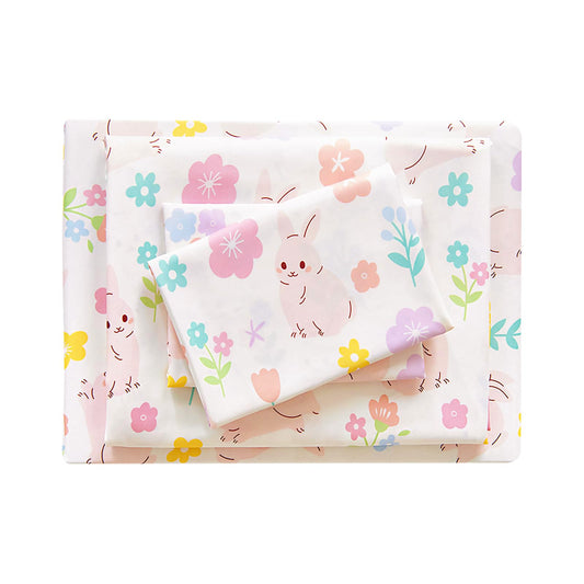 MCO Kids Full Size Bed Sheets, Soft Microfiber Full Size Sheets for Boy Girls, 4 Pieces Breathable Full Bed Sheet Rabbit