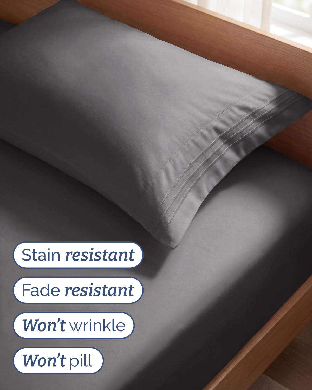 Twin Size 3 Piece Sheet Set - Comfy Breathable & Cooling Sheets - Hotel Luxury Bed Sheets for Women & Men - Deep Pockets, Easy-Fit, Extra Soft & Wrinkle Free Sheets - Dark Grey Oeko-Tex Bed Sheet Set