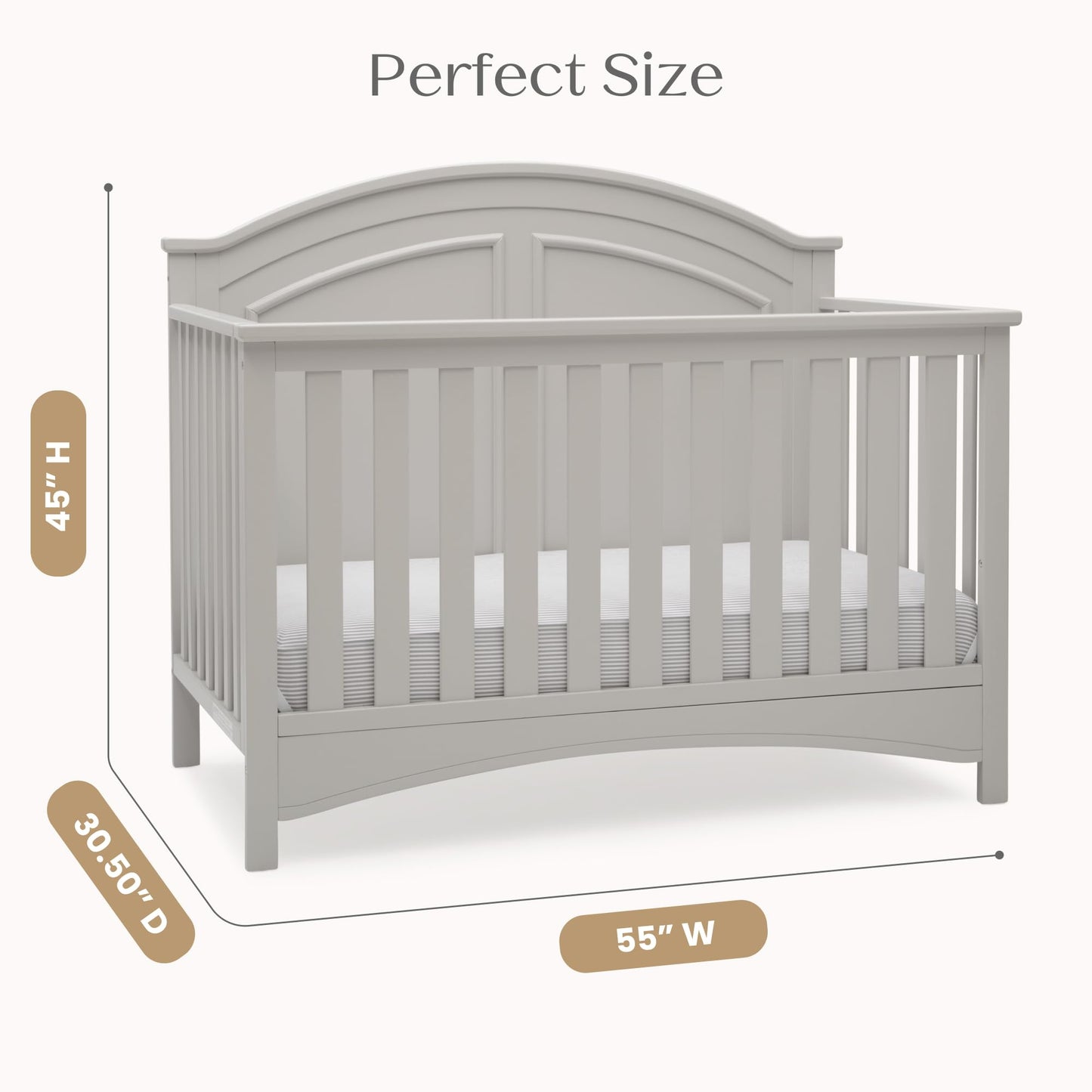 Delta Children Perry 6-in-1 Convertible Crib - Greenguard Gold Certified, Moonstruck Grey