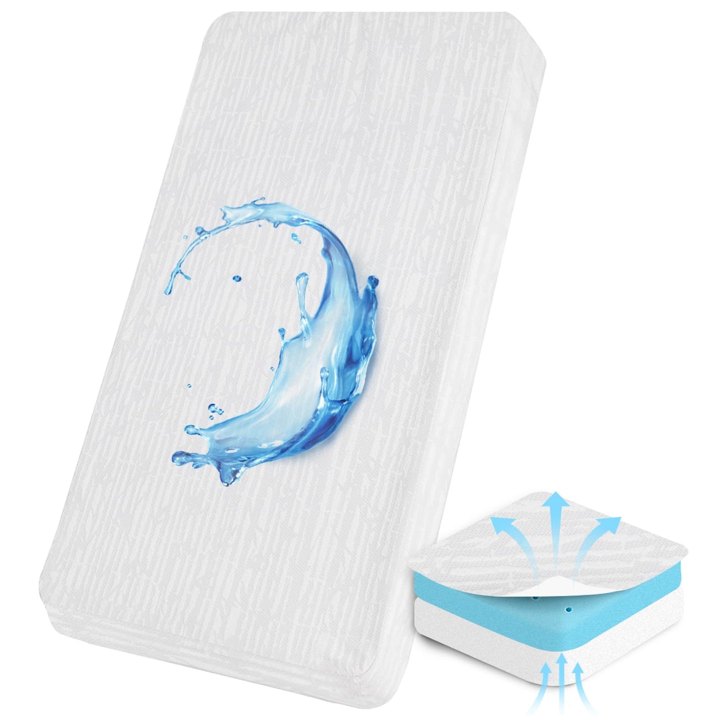 Crib Mattress Topper 52" x 27" x 2" for Toddler/Crib Bed, Memory Foam Wateproof Mattress Pad with Removable Cover