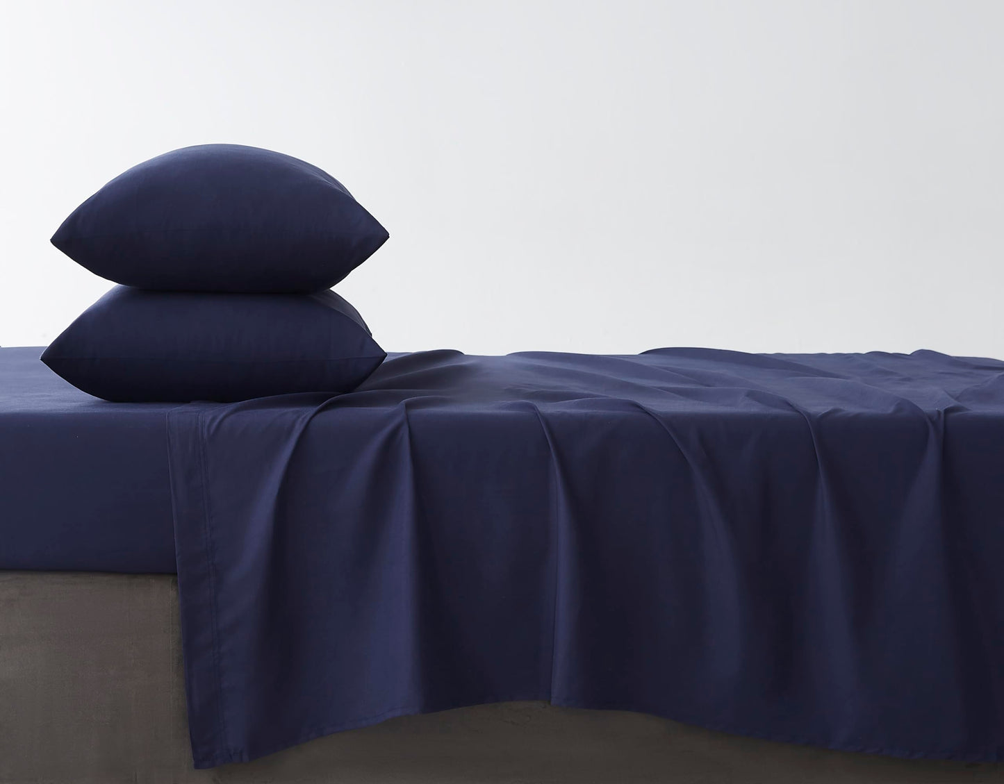 King Size Navy Blue Microfiber Sheet Set- Soft Finish, Lightweight 4-Piece Bed Set, Deep Pocket Fits Up to 14", Lightweight, Wrinkle Resistant, Quick Dry, by Linen Closet