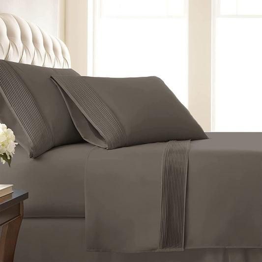 Southshore Fine Living, Inc. Queen Bed Sheets deep Pocket Set with 21" Deep Queen Fitted Sheet, Pillow Cases Standard Set of 2 | Hotel Luxury Quality | Easy Care Microfiber Sheets | Dark Taupe