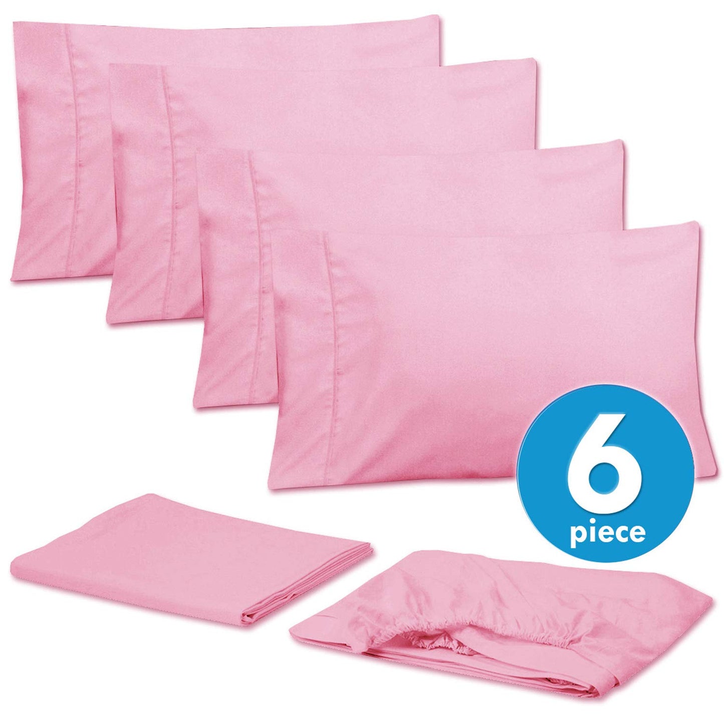 Sweet Home Collection Queen Sheets Pink - 6 Piece 1500 Supreme Collection Fine Brushed Microfiber Deep Pocket Queen Sheet Set Bedding - 2 Extra Pillow Cases, Great Value, Queen, Pink (Pack of 1)