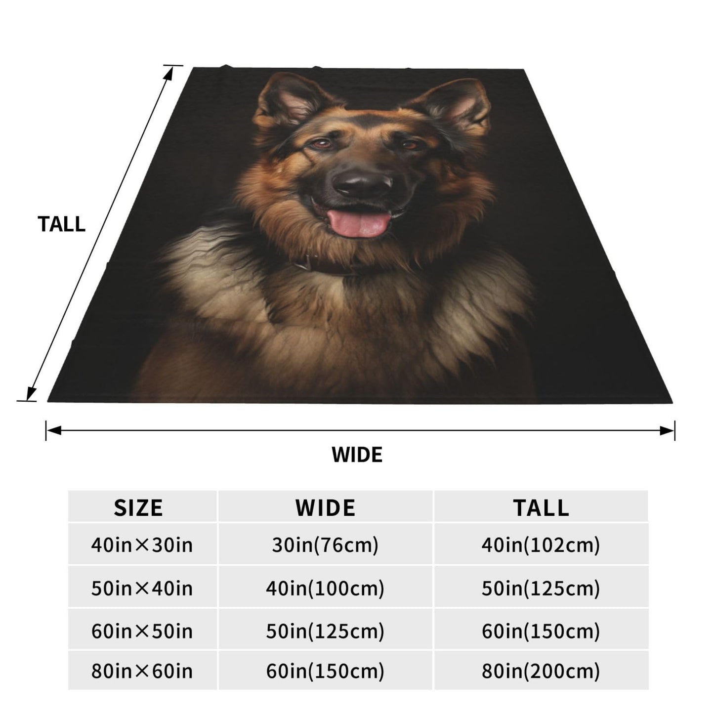 German Shepherd Plush Blanket for Boys & Girls, Super Soft Dog Lovers Gift, Animal Theme Pet Blanket for Bed & Sofa, Valentine's Day Decor, 60x50 inch
