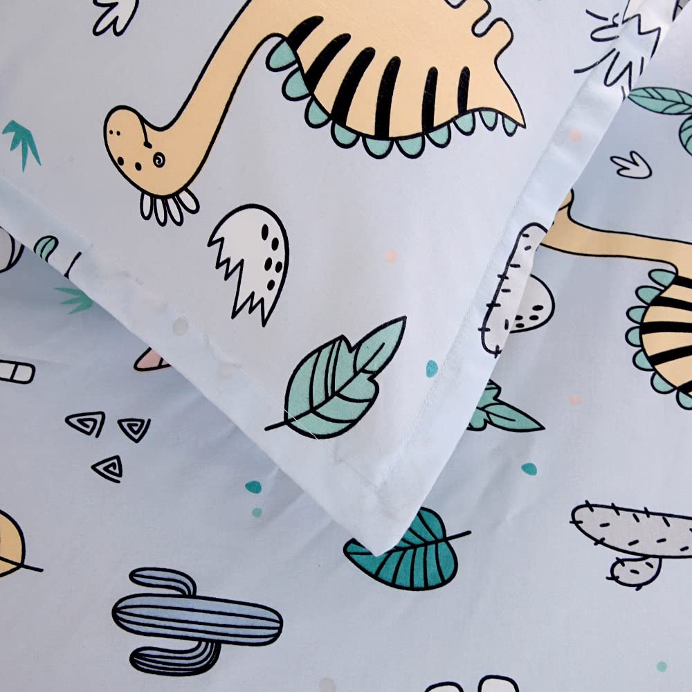 KWLOVER 2PC Soft Dino Pattern Bed Fitted Sheet and Pillowcases Set,Dinosaur Printed Sheets for Kids Full Size Bed
