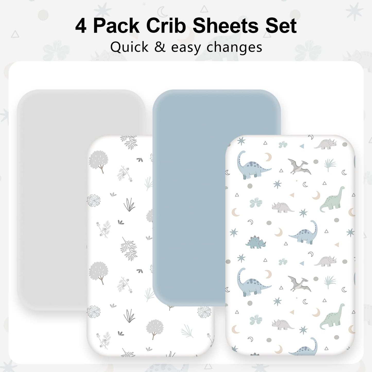 4 Pack Baby Crib Sheets for Boys Girls - Ultra Soft & Skin-Friendly Fitted Crib Sheet for Standard Crib and Toddler Mattress, 52"x28"(Teal)