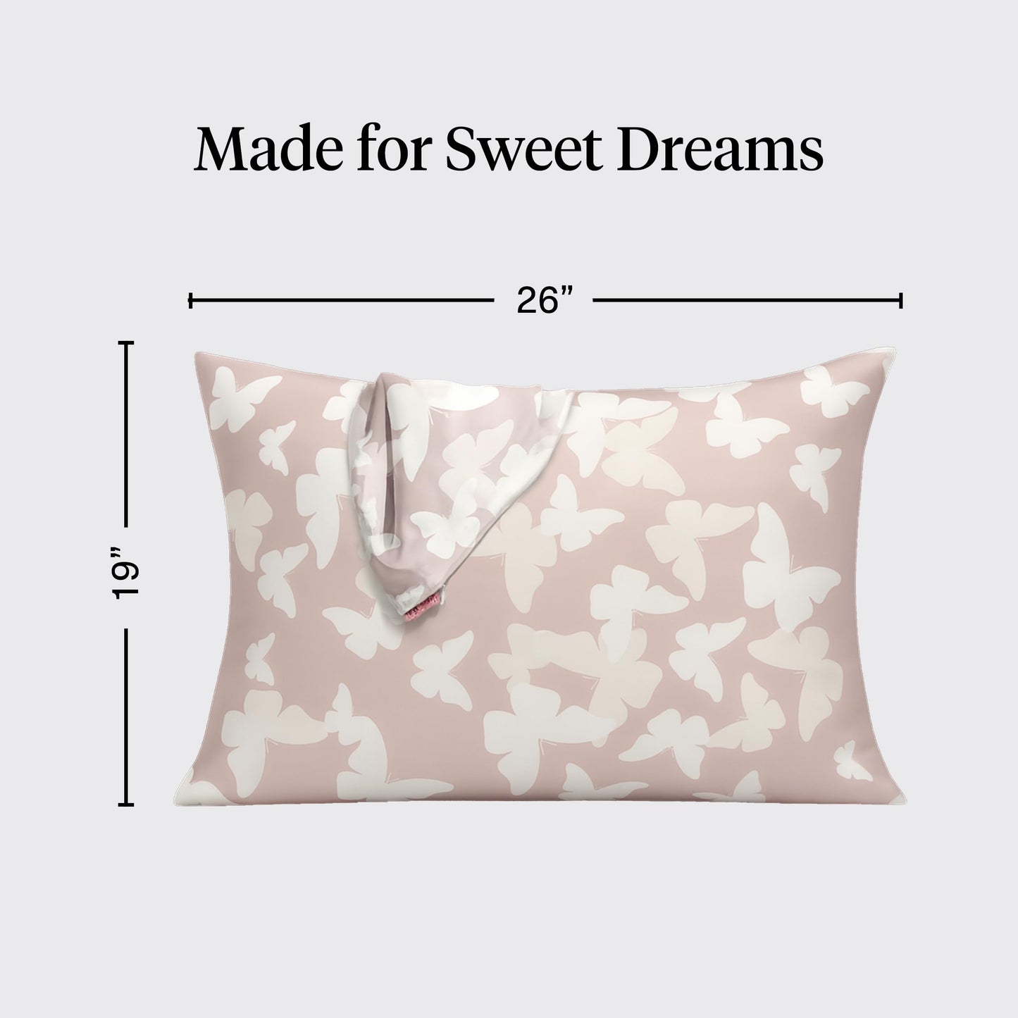 Kitsch Satin Pillowcase with Zipper for Hair & Skin - Softer Than Silk Pillow Cases, Cooling Satin Pillow Case, Wrinkle-Free, Machine Washable, Pillow Cases Standard Size 19x26 - Champagne Butterfly