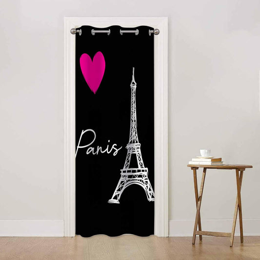 Haciadan Eiffel Tower Paris Doorway Curtain Love Pink Valentine's Day Door Cover Curtain Books Closet Curtain Bedroom Living Room Closet, 1 Panel 34" W X 80" L