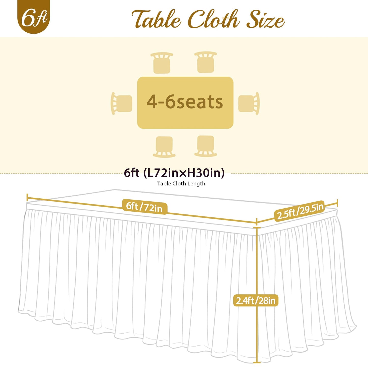 Suppromo 4 Pack 6ft Lavender Tulle Tablecloths for Rectangle Tables, 6 Foot Rectangular Table Cloth Wrinkle Free Table Cover with Tutu Skirt for Wedding Baby Shower Birthday Party Banquet Buffet Cake