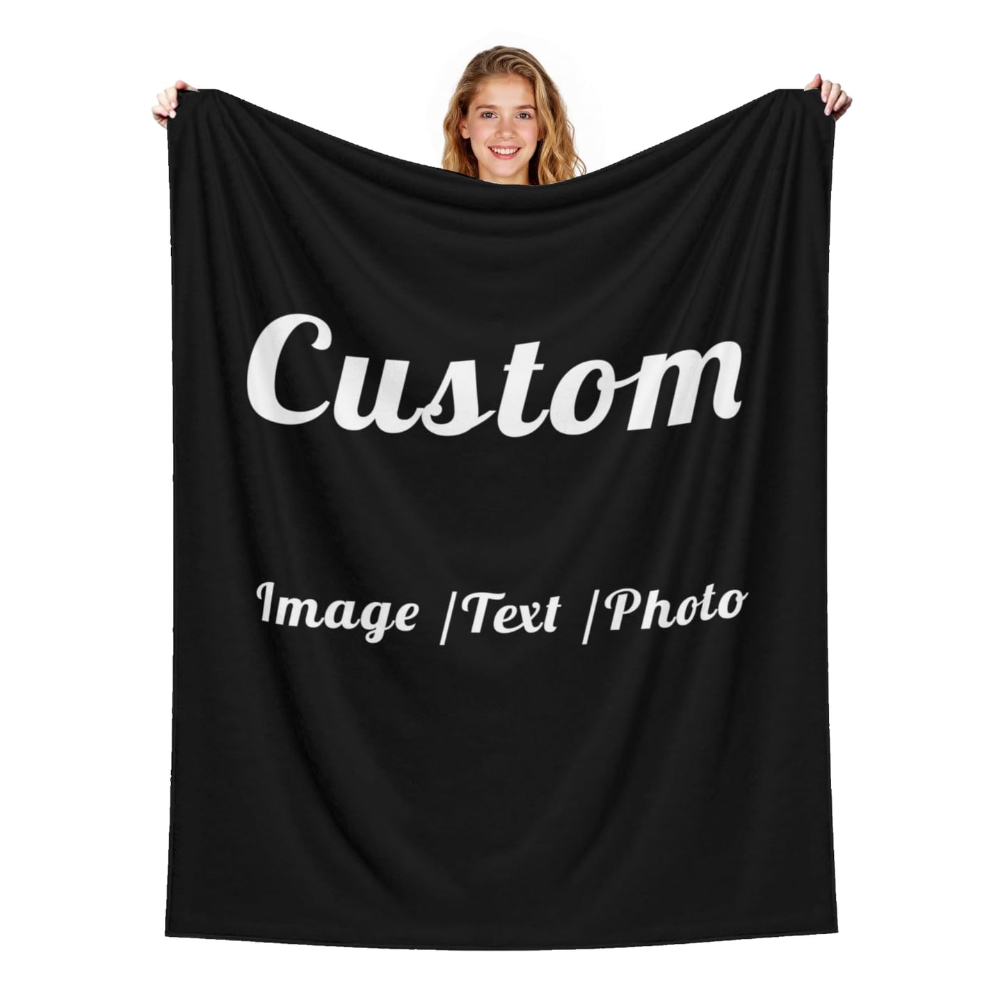 Arktrident Custom Throw Blanket Customized Lightweight Bed Blanket with Image Logo Text Personalized Fluffy Plush Cozy Couch Fleece Blankets 50"X60"