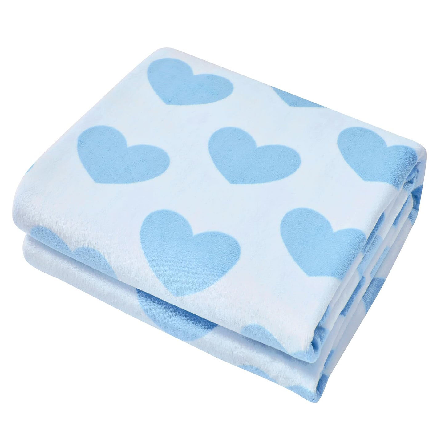 FY FIBER HOUSE Heart Flannel Throw Blanket Soft Cozy Blankets for Lover Gifts All Season Use, 60x80 Inches, Blue