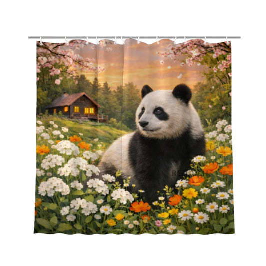 REZHOCH Funny Panda Shower Curtain 72x72Inch,Cute Animal Country Art Floral Home Bathroom Decor Cottage Forest Cabin Farmhouse Rustic Fabric Bath Curtains Set with 12 Hooks