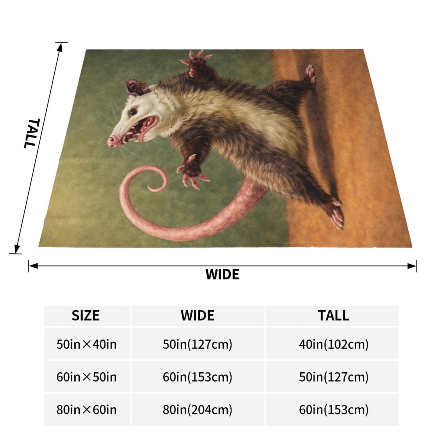 Funny Opossum Blanket, Gifts for Women, Cute Dancing Possum Soft Lightweight Throw Blankets for Kids Girls, Travel Bed Living Room Decor, 50x60in