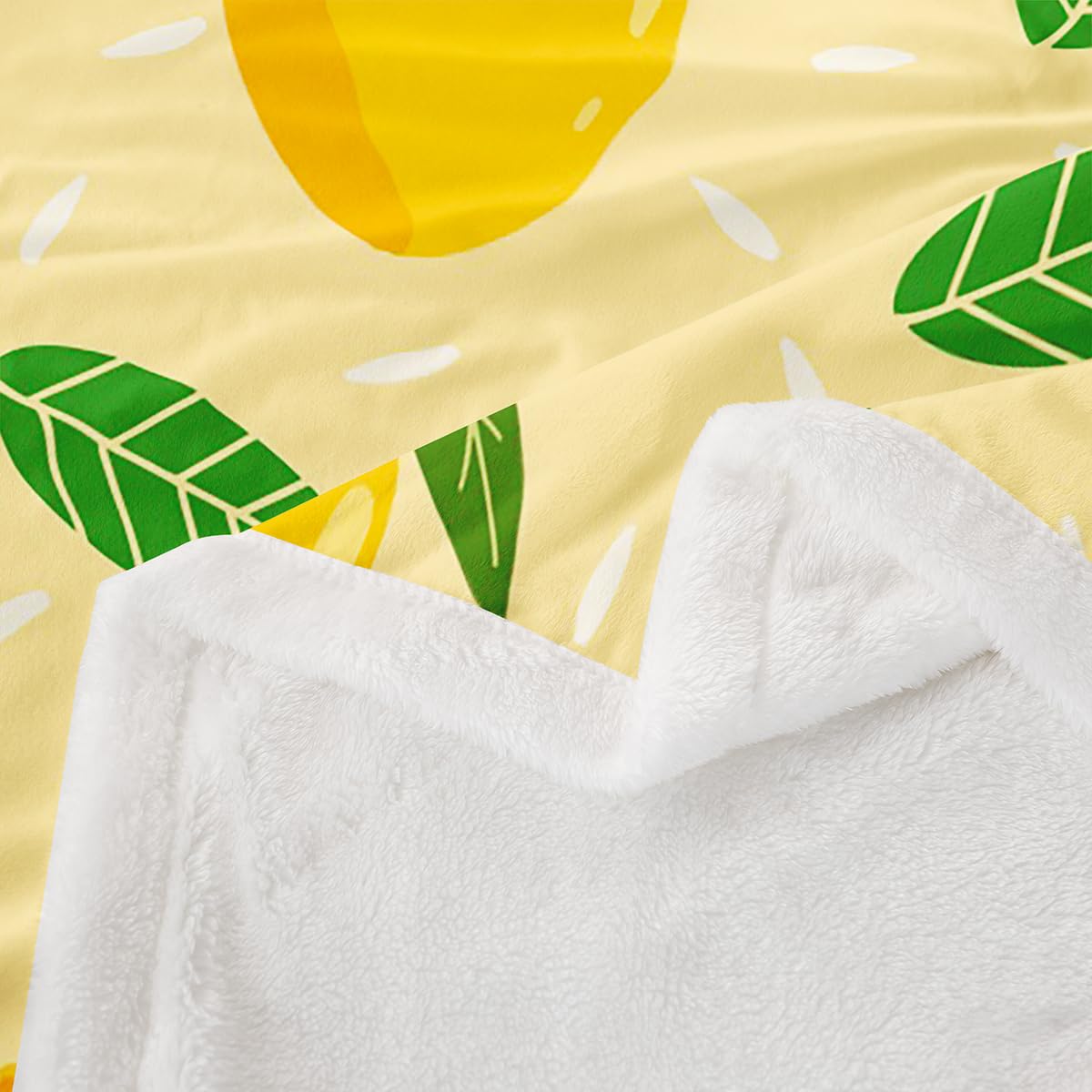 Feelyou Cartoon Mango Fleece Throw Blanket - Sweet Fruit Sherpa for Kids, Boys & Girls - Tropical Fruit Plush, Botanical Leaves Fuzzy Blanket for Sofa, Bed, Couch - Orange, Baby - 30x40 Inches