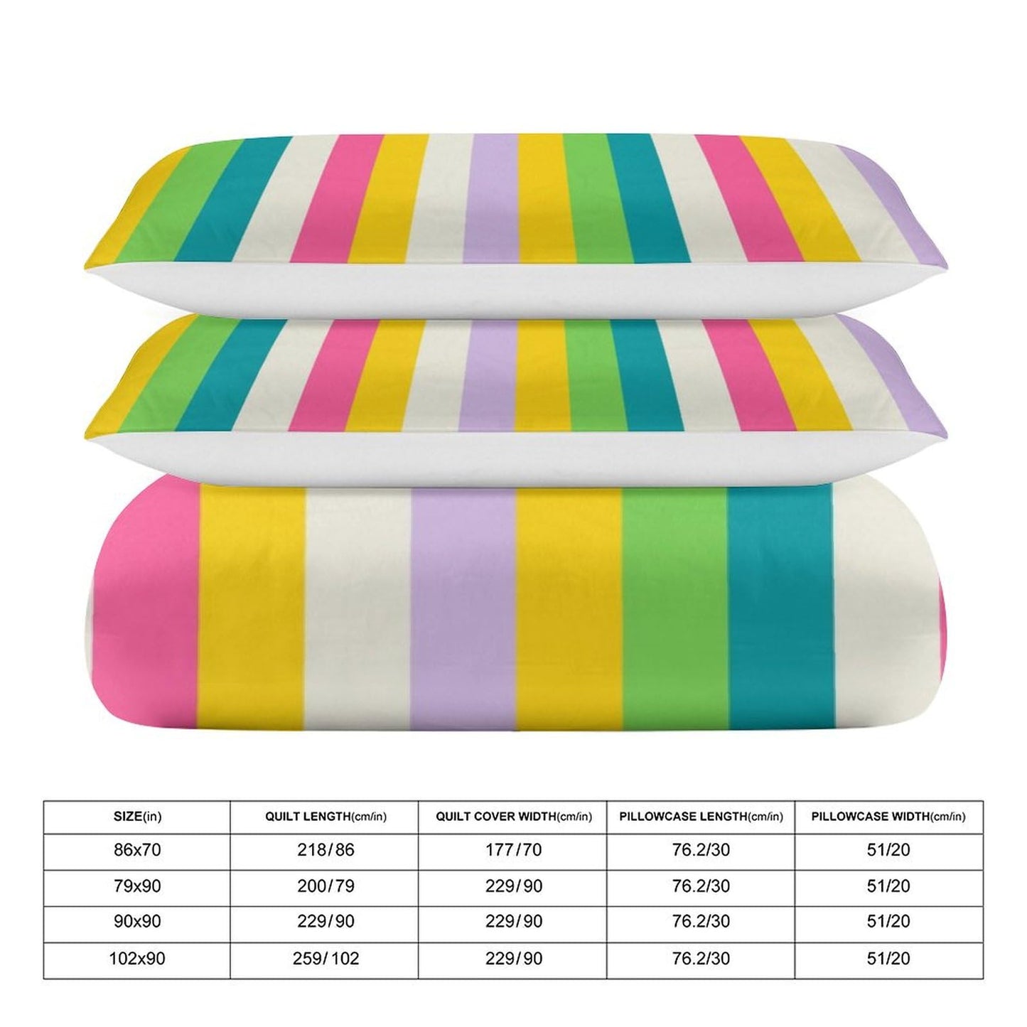 Focusbrite Rainbow Duvet Cover Set, Rainbow Lines Pattern Spectrum of Colors Abstract Art Decorative，Aesthetic Abstract Art Bedding 3 Piece (1 Duvet Cover 86"x70" + 2 Pillow Sham 20"x30")