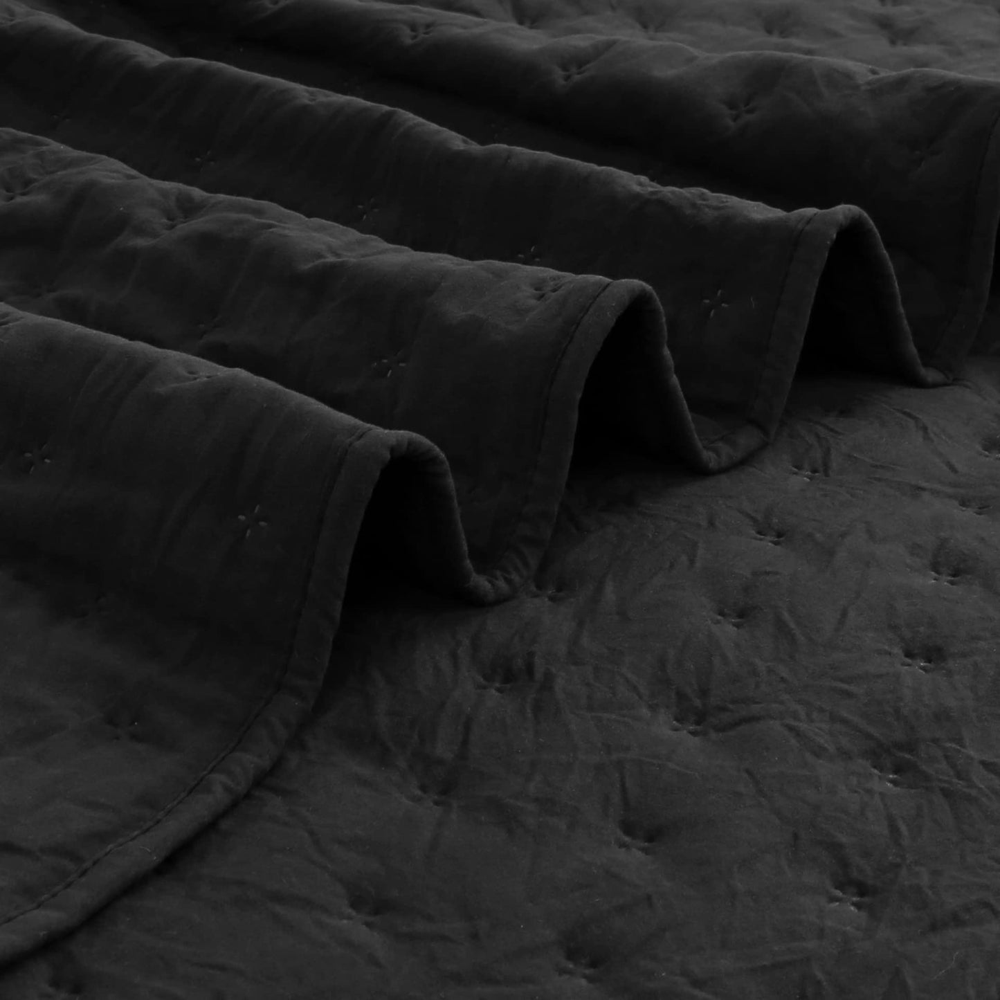 ROARINGWILD Black Twin Size Quilt Bedding Sets with Pillow Sham, Lightweight Soft Bedspread Coverlet, Quilted Blanket Thin Comforter Bed Cover, All Season, 2 Pieces, 68x90 inches