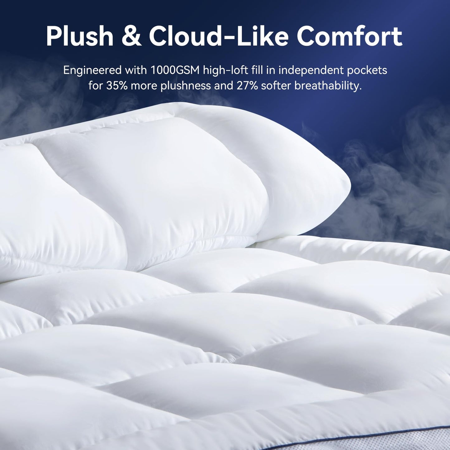 NicePlus Dual Layer 4 Inch Memory Foam Mattress Topper Queen, 2 Inch Cooling Gel Memory Foam and 2 Inch Soft Pillow Top Mattress Pad Cover for Back Pain Relief, with Elastic 21" Deep Pocket