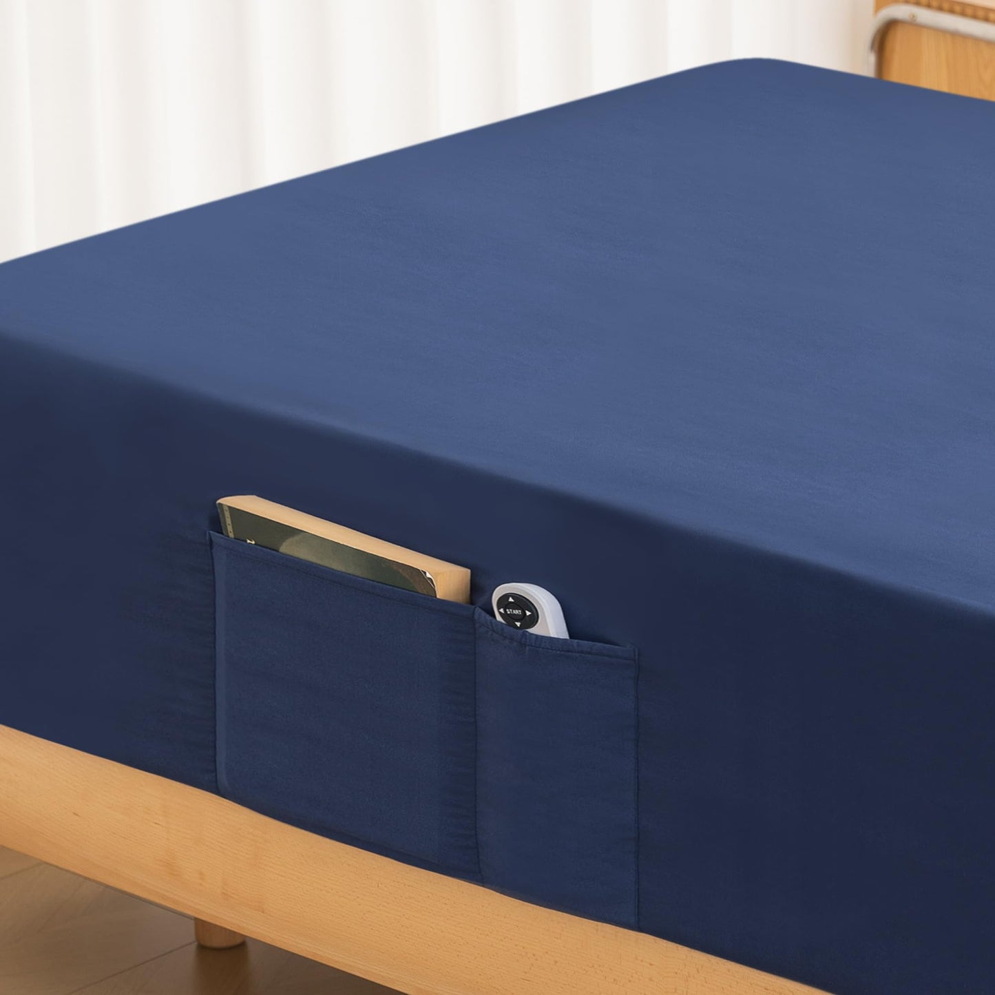 Twin Fitted Sheet Only - Premium 1800 Super Soft & Cozy Microfiber, Wrinkle, Fade, Shrinkage Resistant Deep Pocket Twin Size Fitted Bottom Sheet, Navy