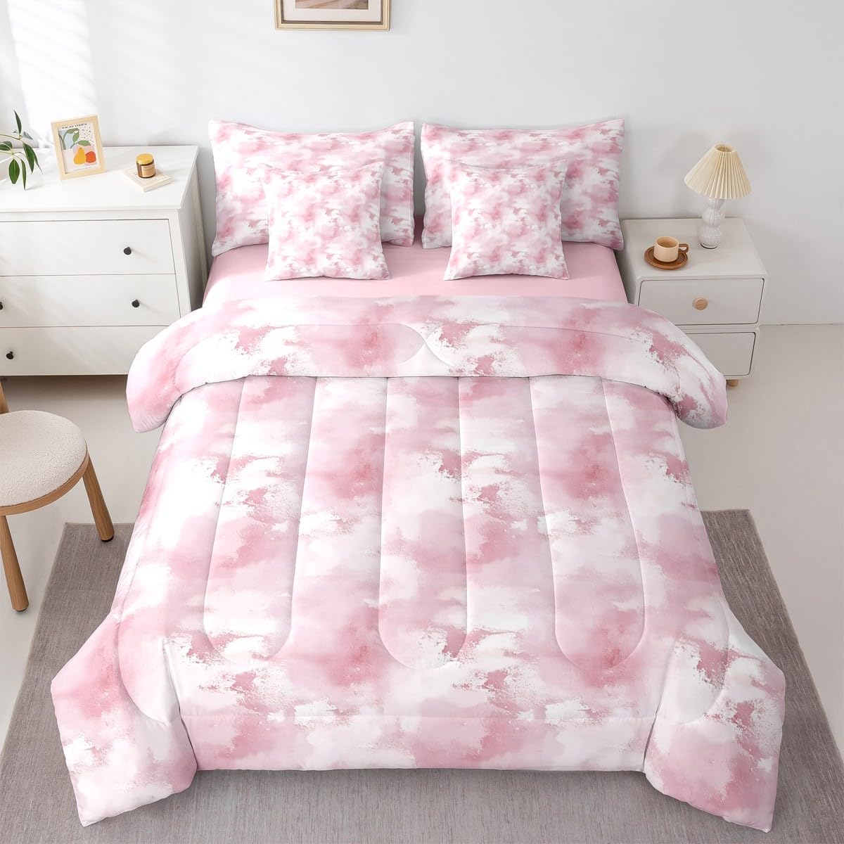 jejeloiu Abstract Twin Comforter Set with Sheets for Kids Boys Girls Tie Dye 7 Pieces Bedding Set Bohemian Gypsy Bed in a Bag Psychedelic Room Decor Cute Soft Lightweight Microfiber