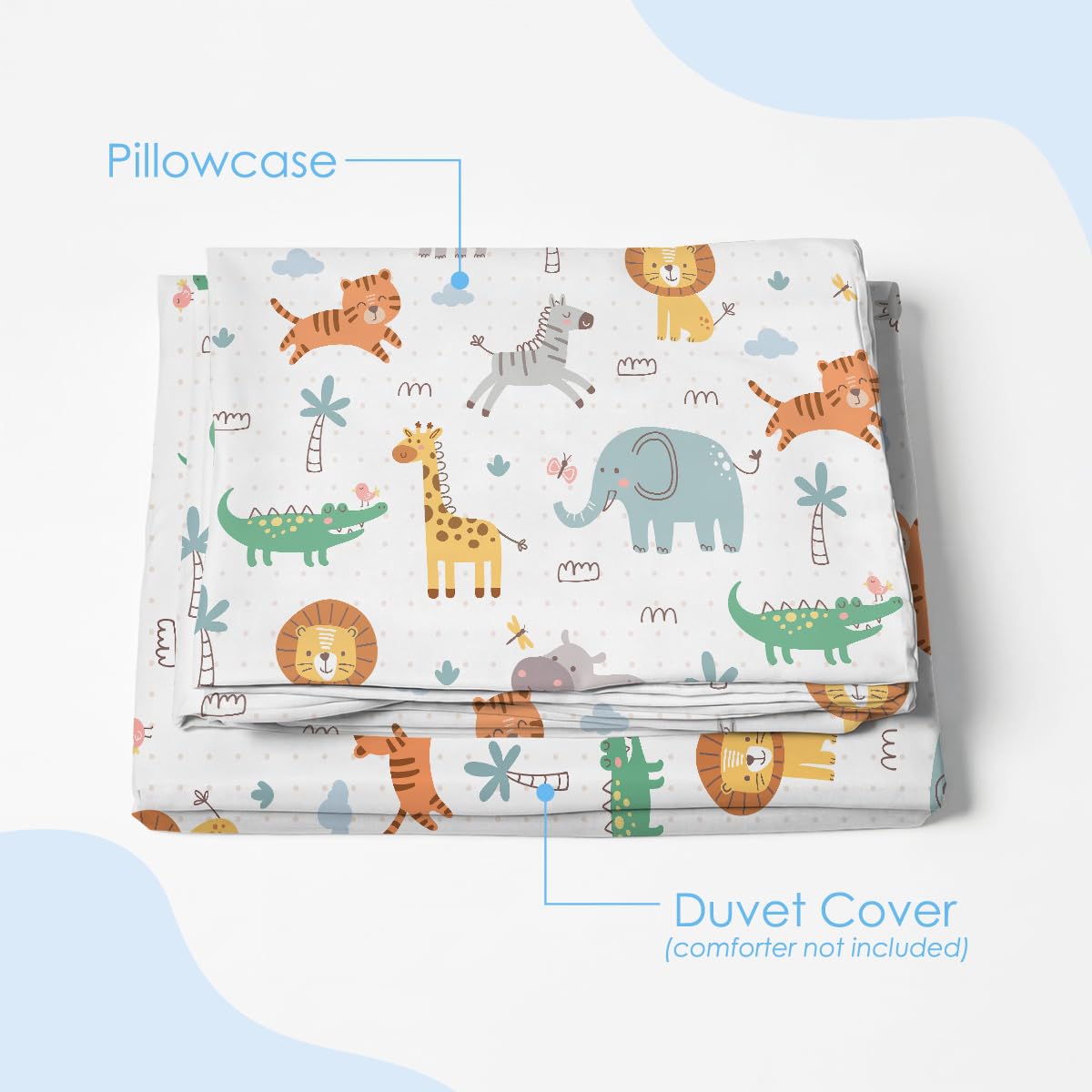 SANDJEST Animal Duvet Cover Sets Full Size for Kids Boys Girls, Include 1 Polyester Comforter Cover 80x90 Inches and 2 Pillowcases 20x26 Inches, Comforter Not Included, Gift for Christmas Birthday