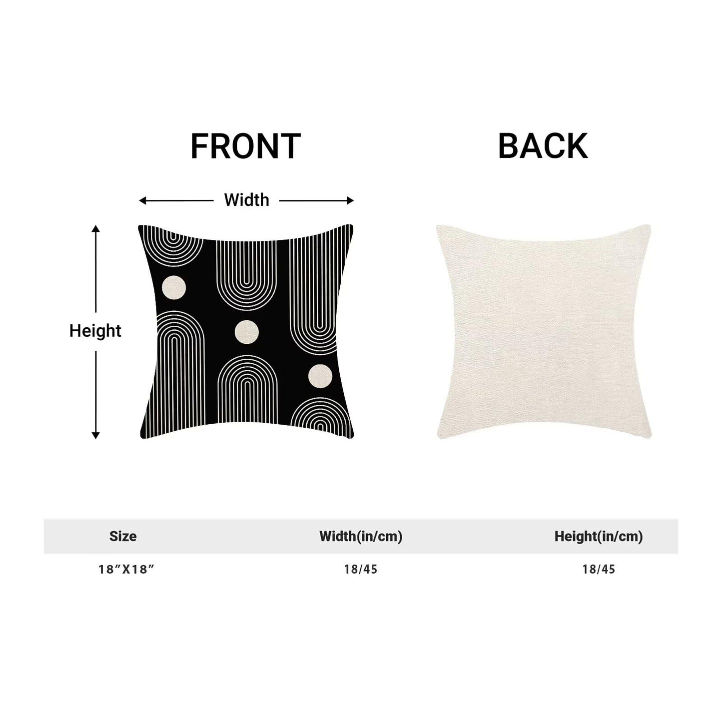 Jecuwo Boho Mid Century Pillow Covers 18x18 Set of 2, Abstract Simple Black and White Decorative Throw Pillowcase Boho Modern Outdoor Decor Farmhouse Cushion Cover for Sofa Couch Bed Living Room