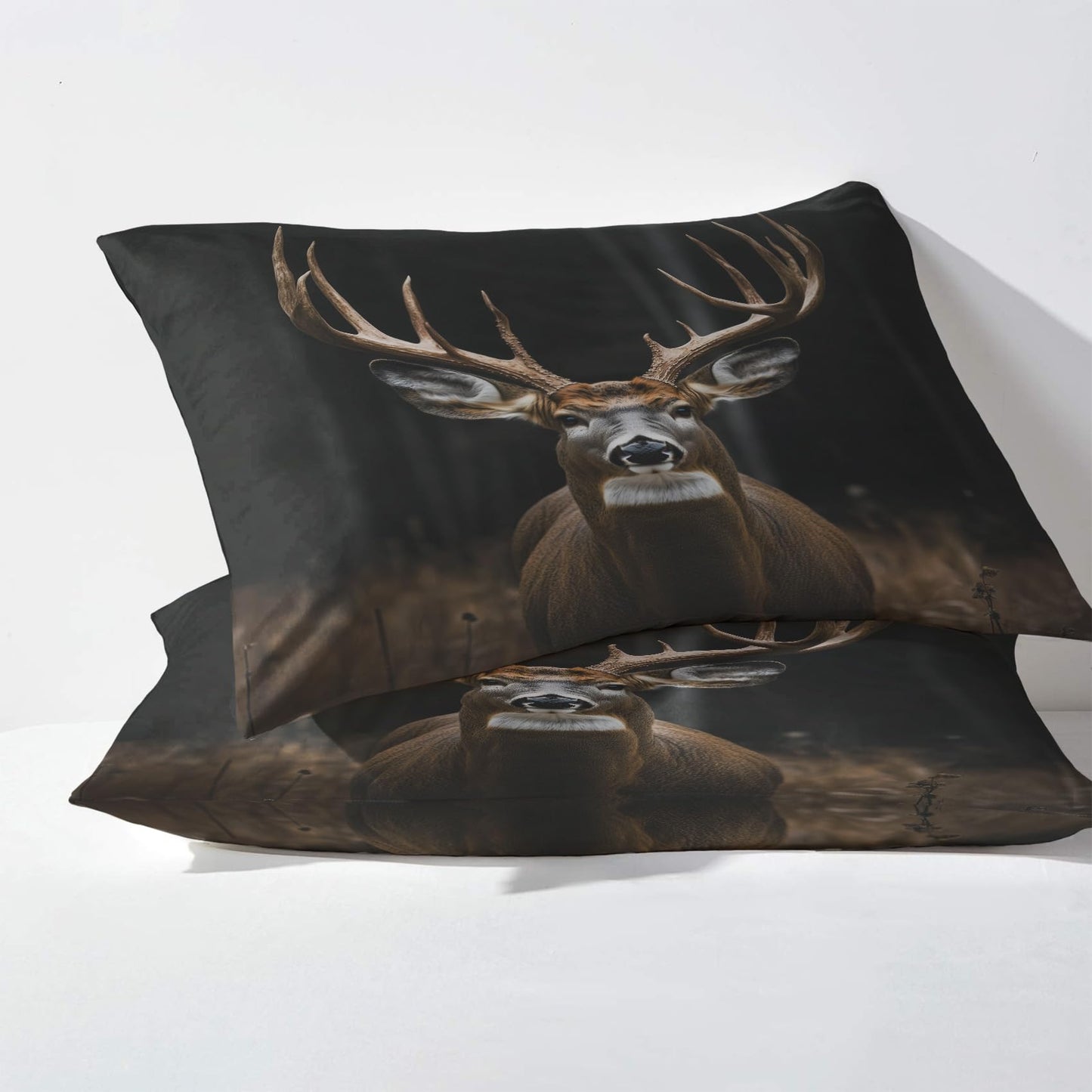 NOGAWA Deer Sheets Queen, Wildlife Bed Sheets, Rustic Hunting Bedding Sheets, Soft Microfiber Deep Pocket Fitted Sheet & Flat Sheet & 2 Pillowcases