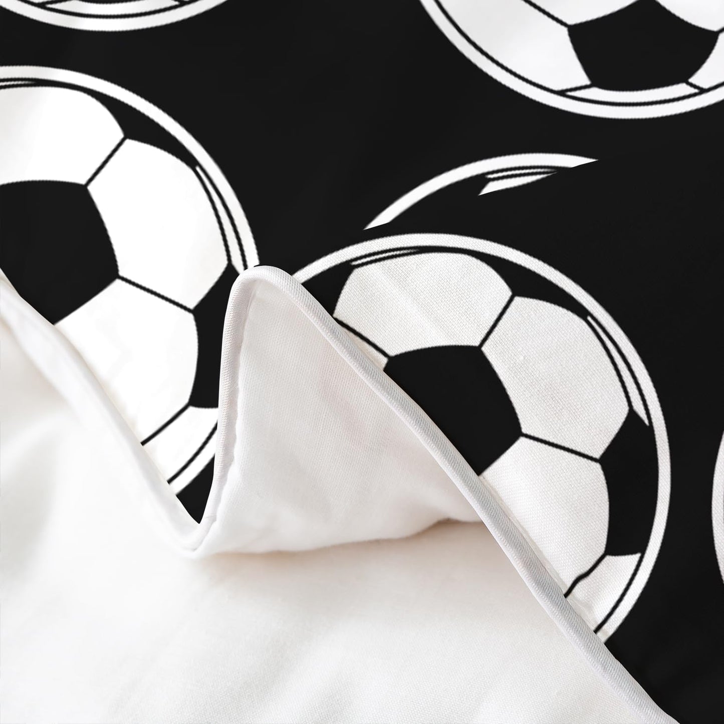 Erosebridal Football 100% Cotton Duvet Cover Twin Size Soccer Gamers Comforter Cover for Kids Boys Gaming Player Bedding Set Games World Cup Black White Ball Bedspread Cover with 1 Pillow Case