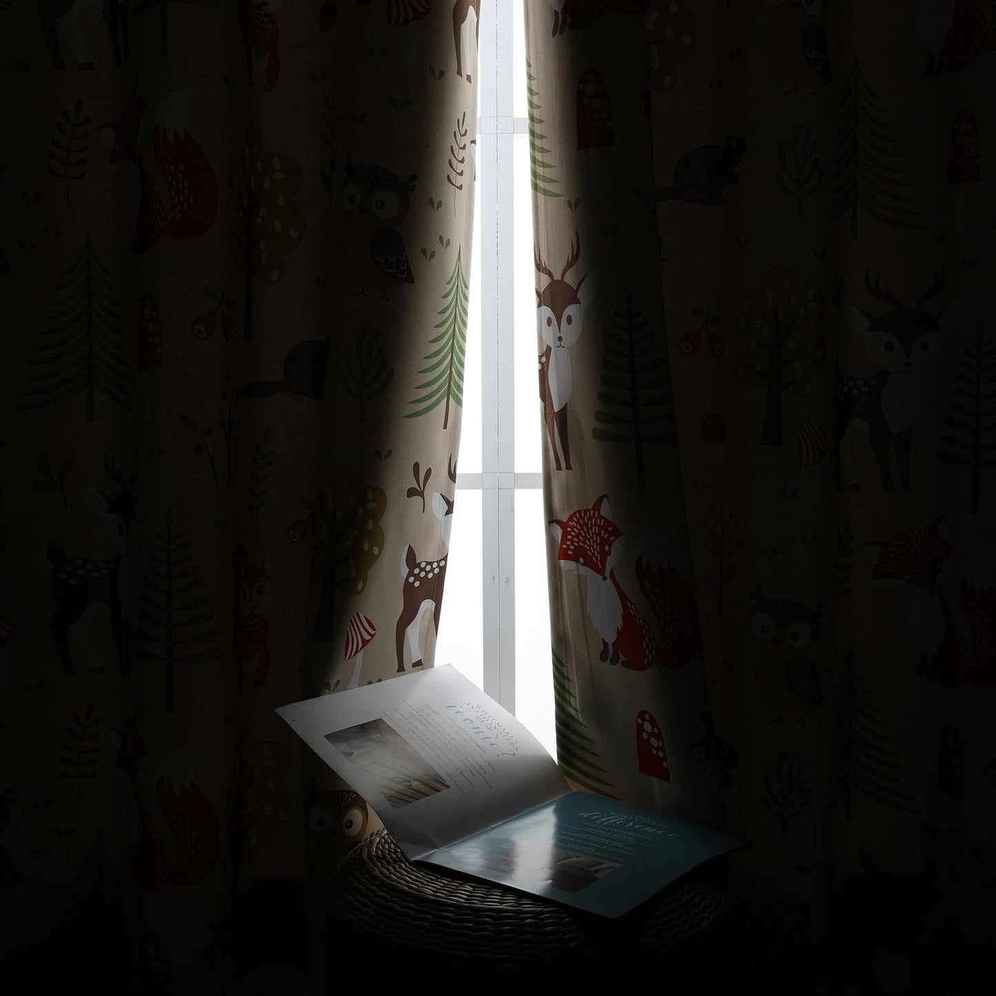 L.Z.E Cream Kids Curtains for Bedroom Nursery, 85% Room Darkening Blackout Thermal Insulated Drapes for Boys Girls Room, Beige Cute Animals Printed Design Grommet Top 2 Panels Set, 52 x 96 Inch